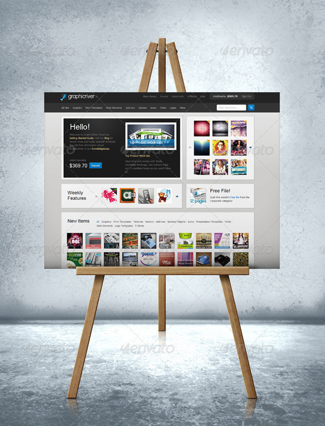 Easel Poster Mockup, Graphics GraphicRiver